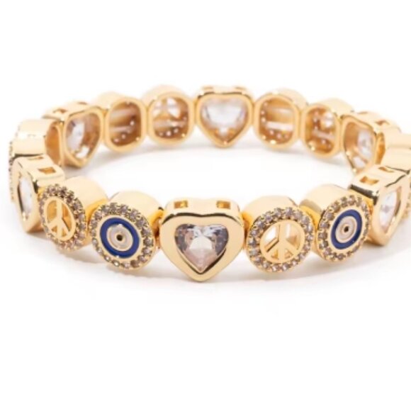 Elastic Bracelet, Women's Gold Bracelet, Jewelry, Evil Eye, Stackable - Picture 1 of 1